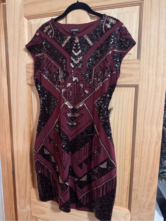 Express Dresses & Skirts - Express Burgundy Sequin  Dress
